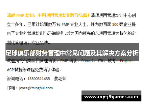 足球俱乐部财务管理中常见问题及其解决方案分析